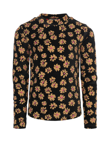 Looxs Little - Velours Top Winter Flower Zwart