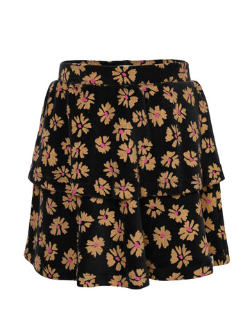 Looxs Little - Velours rokje Winter Flower Zwart