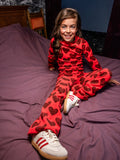 Looxs Little - Velours top Koraal Big Hearts