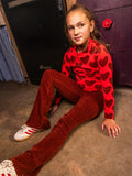 Looxs Little - Velours top Koraal Big Hearts