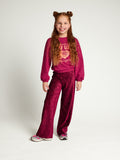 Looxs Little - Velours krinkel Wide Leg Ruby Red