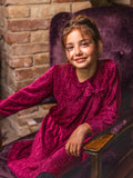 Looxs Little - Velours krinkel jurkje Ruby Red