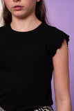 Geisha - T-shirt rib ruffle sleeves