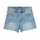 Indian Blue Jeans - Wide Denim Shorts Damaged I Light Denim Blue