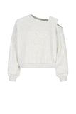 Nobell - Kadiz Zachte Open Shoulder Sweater Wit Melange
