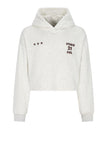Nobell - Kumy Superzachte Cropped Sweater met Capuchon Wit Melange