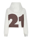 Nobell - Kumy Superzachte Cropped Sweater met Capuchon Wit Melange
