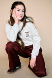 Nobell - Kumy Superzachte Cropped Sweater met Capuchon Wit Melange