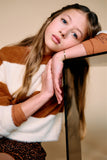 Nobell - Kate Colorblock Gebreide Sweater Bruin