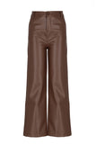 Nobell - Sage Fake Leather Wijde Broek Donkerbruin